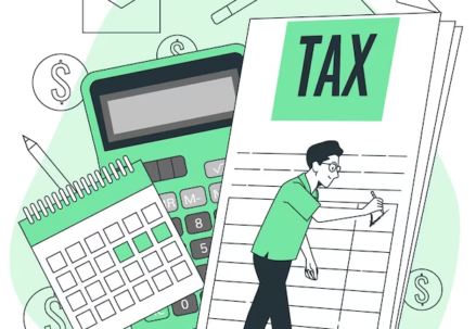 A man checks a box on a tax sheet